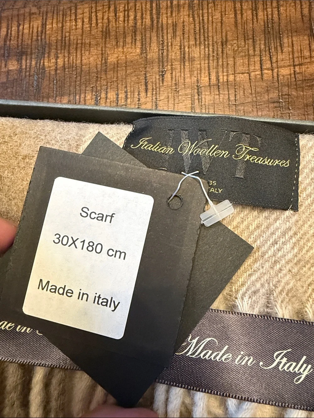 Italian Wool scarf - Beige & Cream